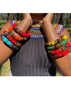 5 x Thick Zulu Beaded bangles 